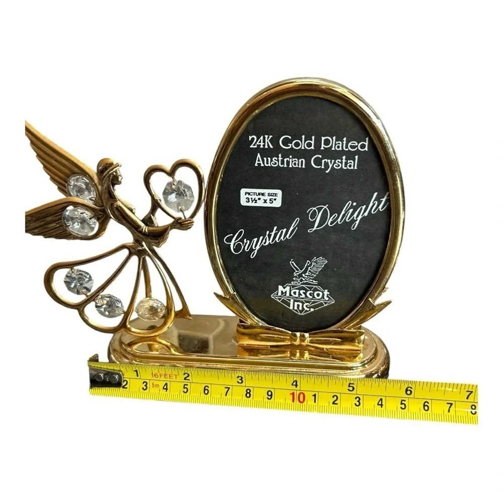 MOSCOT INC 24K Gold Plated Austrian Crystal  Picture Frame, Music Box Angel Set